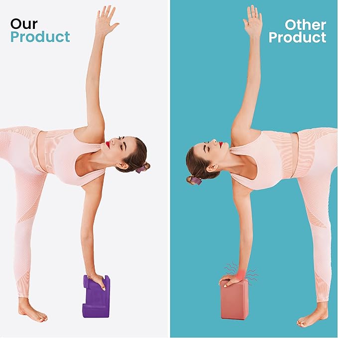 Ergo Yoga Blocks, Relieve Wrist Pain, Improve Comfort and Grip, Contoured Design, Pilates Exercise Balance & Stretching-StrideForce Fitness