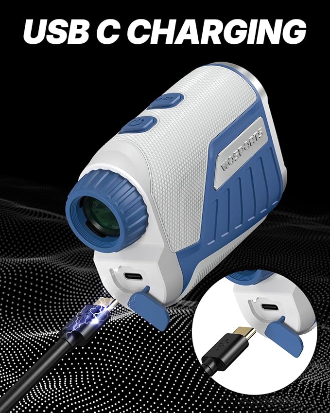 WOSPORTS Golf Range Finder with Slope Switch, 1200 Yards Rangefinder for Golfing & Hunting, ±1yd Accuracy, 0.3s Flag Locking Vibration, Rechargeable, Blue-StrideForce Fitness