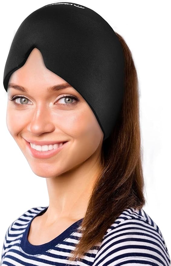 iTHERAU Migraine Ice Head Wrap, Headache Relief Hat & Migraine Cap Cold Compress, Migraine Relief Cap for Headache Eyes Mask for Puffy Eyes, Tension, Sinus & Stress Relief (2Packs)-StrideForce Fitness