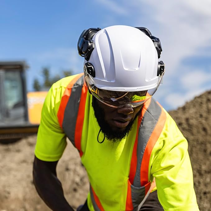 GE Safety Helmet: ANSI Type 2 Class G & E, Advanced Impact Technology, Ultra Comfortable Memory Foam, Heat Stress Reduction, Compatible with Accessories, Adjustable Size OSHA Approved-StrideForce Fitness