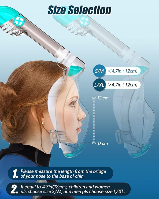 QingSong Full Face Snorkel Mask for Adults, Snorkeling Gear with Camera Mount, 180 Degree Panoramic View Snorkel Set Anti-Fog Anti-Leak-StrideForce Fitness