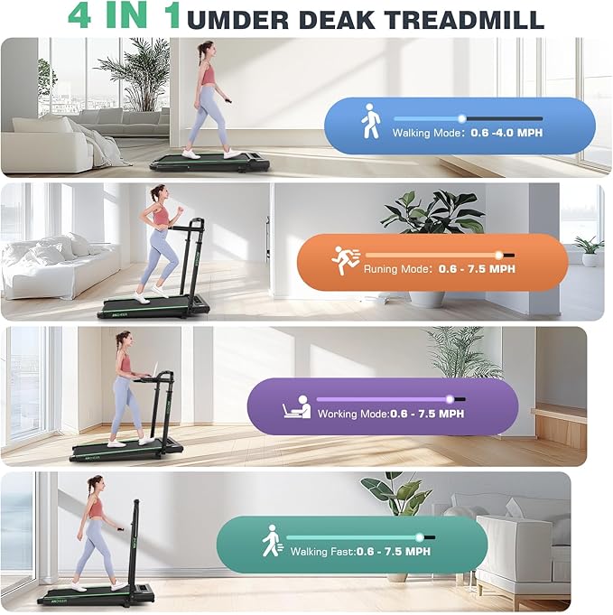 Walking Pad Treadmill with Desk Workstation,3.0 HP Foldable Treadmills with 12% Incline & Handle Bar,300lbs Capacity,2s Folding,Ultra-Quiet,Small/Compact Under Desk Treadmills for Home Ofiice-StrideForce Fitness