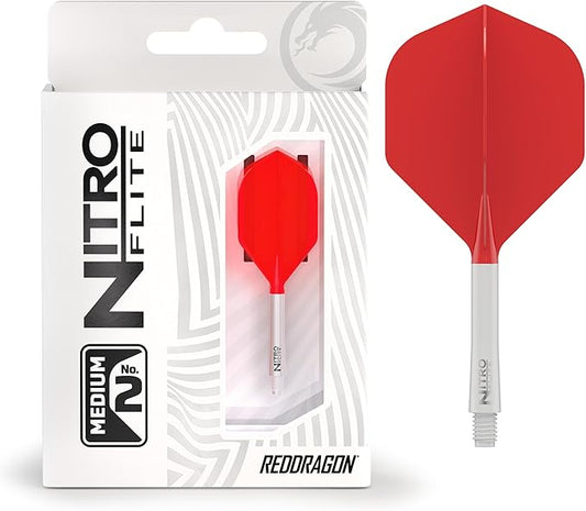 RED DRAGON Darts – Nitro Flite Integrated Flight & Shaft System – No.2 Shape and Design - Available in Short, Intermediate & Medium - Available in Variety of Colours - Professional Darts Accessories-StrideForce Fitness