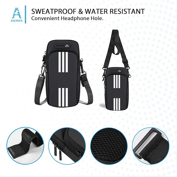 Running Armband, Cell Phone Purse Small Crossbody Bags for Women Men Kids Pouch for iPhone 15/14/13 pro/Plus/xs/xr/xs max, Galaxy S22 Ultra and More-StrideForce Fitness