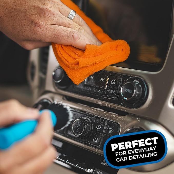 The Rag Company - Edgeless 365 Microfiber Towels (10-Pack) Premium 70/30 Blend, Professional Polishing, Wax Removal, Auto Detailing, 365gsm, 16in x 16in, Orange-StrideForce Fitness