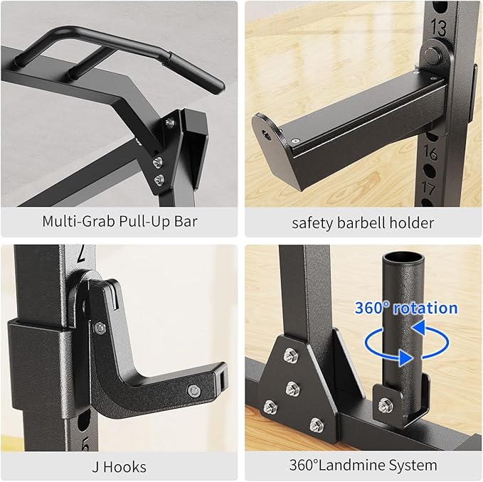 Power Rack Power Cages Multi-Function Squat Rack with Cable Crossover System Selectable More Training Attachment Weight Cage for Garage Home Gym-StrideForce Fitness