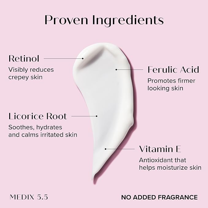 MEDIX Fragrance Free Firming Retinol Body Lotion + Brightening Vitamin C Cream 2pc Skin Care Set | Crepey Skin Care Treatment | Anti Aging Body Cream & Face Moisturizer For Crepe Skin & Dark Spots-StrideForce Fitness