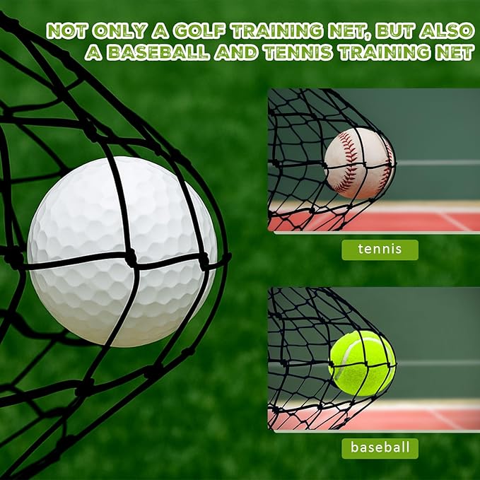 Soulchen 10 Feet Golf Batting Cage Netting Golf Practice Hitting Nets with 12 Spring Snaps 1 Storage Bag 4 Clips 1 Quick Installation Tool 1 Rope for Indoor, Outdoor & Backyard Practicing-StrideForce Fitness