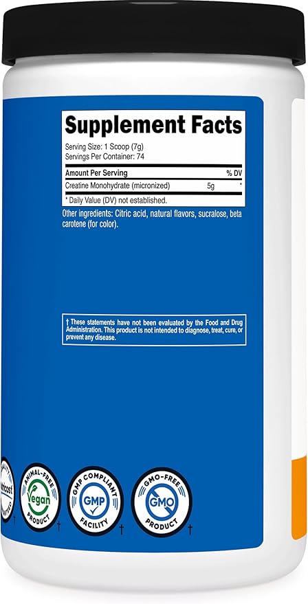 Nutricost Creatine Monohydrate Powder (Mandarin Orange, 500 Gram) - Micronized Creatine Supplement - Vegan, Non-GMO, Gluten Free-StrideForce Fitness