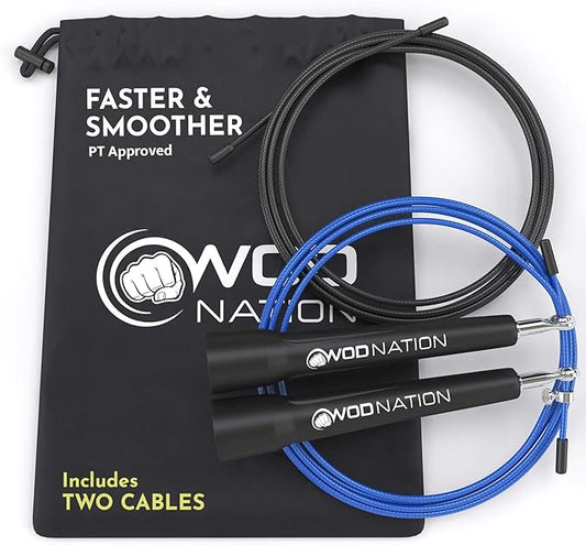 WOD Nation Adjustable Speed Jump Rope For Men, Women & Children - Blazing Fast Fitness Skipping Rope Perfect for Boxing, MMA, Endurance-StrideForce Fitness
