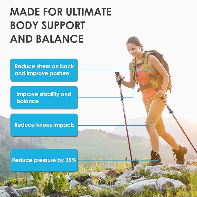 Trekking Poles - Aluminum 7075 Adjustable Walking Sticks with Quick Locks, Expandable to 53", Ultralight for Hiking, Camping, Mountains (Set of 2)-StrideForce Fitness