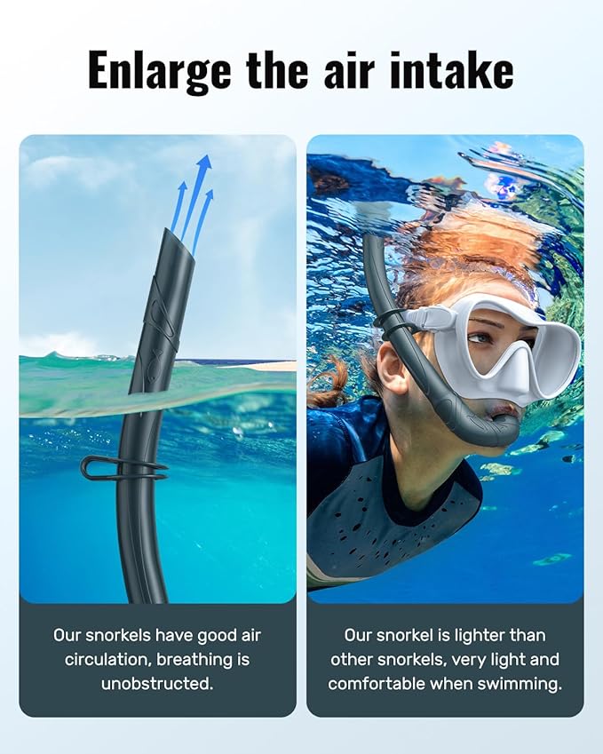 W WSTOO Adults Diving Snorkel Breathing Tube Silicone Flexible Foldable Snorkel Anti-Drop for Freediving Swim Training,Diving and Scuba Diving,Easy to Carry for Travel-StrideForce Fitness