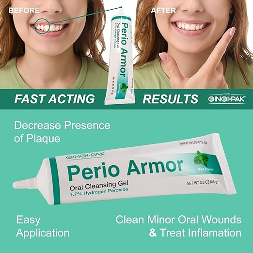 Perio Armor 1.7% HP Oral Cleansing Gel for Healthy Gums and A White Smile - Boost Whitening & Freshness with This Non-Invasive Treatment, 3 oz, Bubblegum