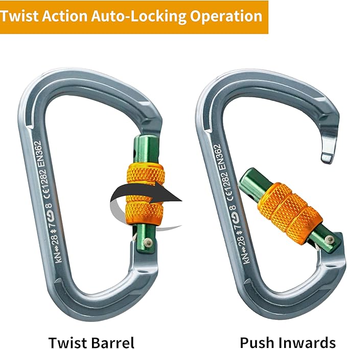 SOB Auto Locking Climbing Carabiner Clips,Heavy Duty Asymmetrical Carabiner Connector Used for Rappelling Gear Rescue Outdoor Projects Dog Leash-StrideForce Fitness