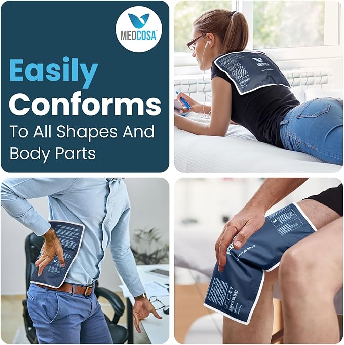 Medcosa Large Gel Ice Pack | Flexible Hot or Cold Pack | Reusable Cold Packs for Injuries, Knee, Back, and Shoulder Pain Relief, Inflammation, Post-Op and More-StrideForce Fitness
