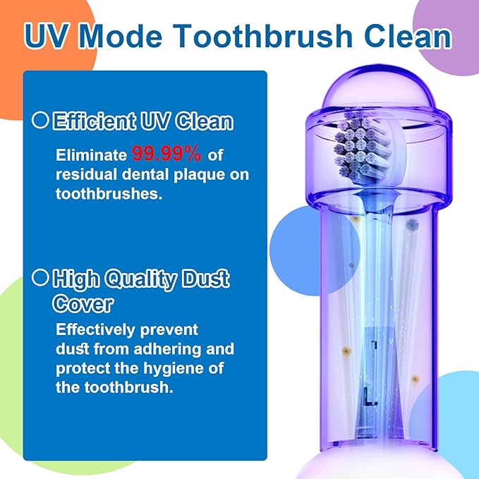 UV Self Clean Kids & Toddlers Electric Toothbrush | Improve Safe and Hygiene | Soft Bristles | Easy-Grip Silicone Handle | 4 Modes & 2-Min Timer | One Charge Last 60 Days | Age 3+ (Blue)