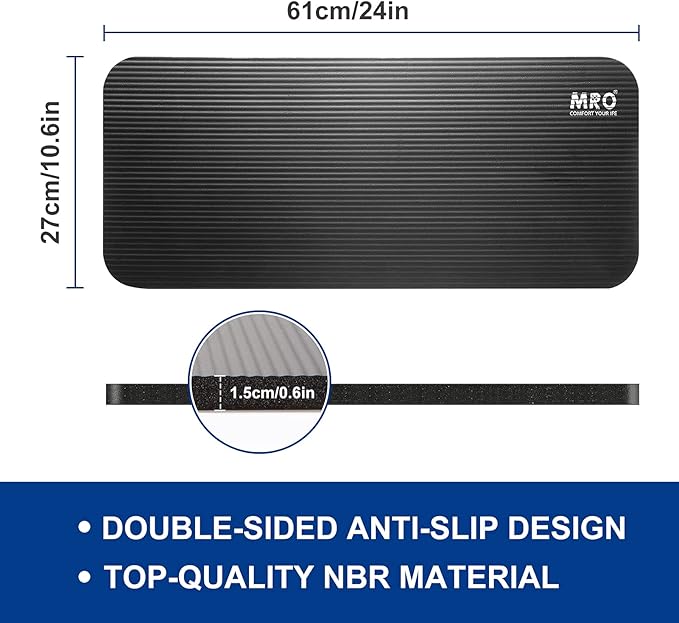 MRO Yoga Knee Pad Cushion –Premium Exercise Knee Pad - Eliminate Pain During Home Workout - Extra Padding & Support for Knees, Wrists, Elbows - Complements Your Yoga Mat 24''X10''X0.6''-StrideForce Fitness