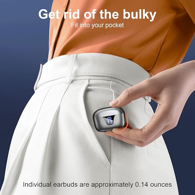 ZIUTY Wireless Earbuds Bluetooth Headphones, 50H Playtime Ear Buds with Mic, LED Digital Display Charging Case, IPX7 Waterproof, Deep Bass Stereo, in-Ear Earphone for iPhone Andriod Phone-StrideForce Fitness