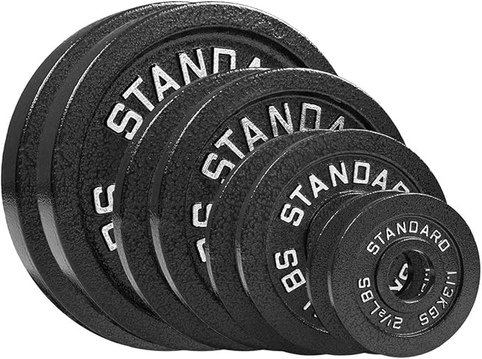 Steel Weight Plates 85LB Set - Olympic 2 inch Center Premium Coating 2x 25lb, 10lb, 5lb, and 2.5lb for Olympic Weight Lifting Barbells-StrideForce Fitness