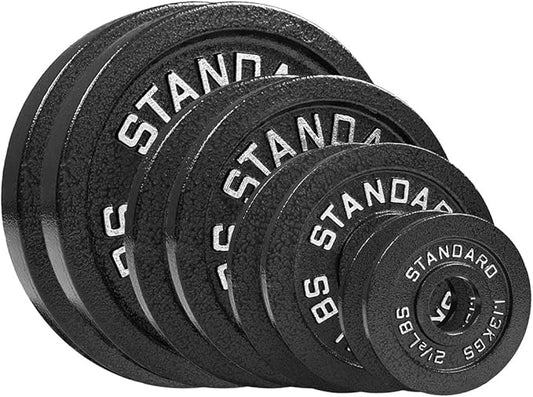 Steel Weight Plates 85LB Set - Olympic 2 inch Center Premium Coating 2x 25lb, 10lb, 5lb, and 2.5lb for Olympic Weight Lifting Barbells-StrideForce Fitness