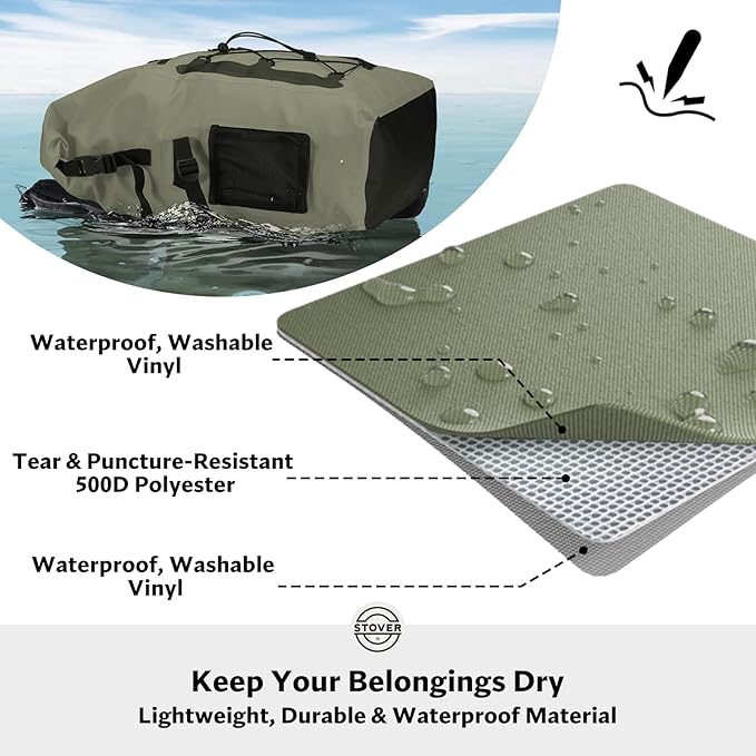 STOVER 5/10/25/30/40/55L Waterproof Backpack- Floating Dry Bag for Kayaking, Travel, Beach, Hiking, & Camping, Men/Women-StrideForce Fitness