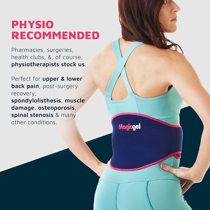 Magic Gel Ice Pack for Back Pain Relief | 2 Pack Reusable Lower Back Wrap for Hot or Cold Therapy | Relief for Lower Lumbar, Sciatic Nerve, Herniated or Degenerative Disc, Coccyx, Tailbone Pain-StrideForce Fitness