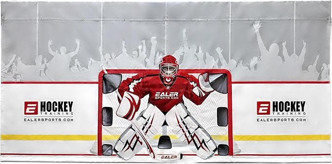 EALER Hockey Shooting Tarp 7x10 FT & 7/8x16 FT in 1 - Heavy Duty Goalie Target for Ice & Street Practice - Tear-Proof Built-in Shooter Tutor - Net Replacement for Garage Wall Protection-StrideForce Fitness