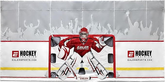 EALER Hockey Shooting Tarp 7x10 FT & 7/8x16 FT in 1 - Heavy Duty Goalie Target for Ice & Street Practice - Tear-Proof Built-in Shooter Tutor - Net Replacement for Garage Wall Protection-StrideForce Fitness
