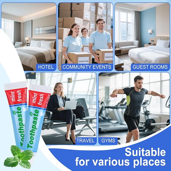 0.28oz Small Toothpaste Travel Size Bulk,Mini Toothpaste Travel,Mint Scent TSA Compliant for Hotel Camping Gym Office School Homeless 40