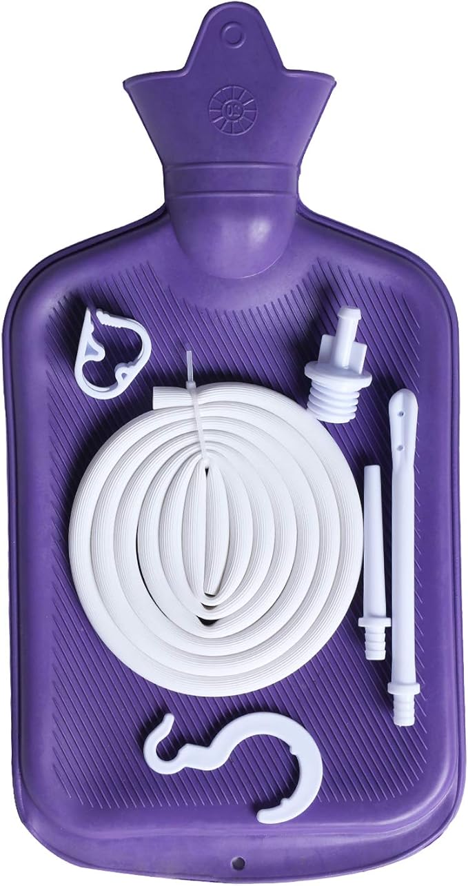 Abyclean Enema Bag Kit Rubber Anal Douche Vaginal Douche Enema Cleaner for Women’s or Man’s Health (Purple, 2L)-StrideForce Fitness