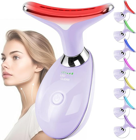 Facial Massager Red-Light-Therapy-for-Face and Neck, Face 𝖲 culpting Wand with 7 Color (Light Purple)-StrideForce Fitness