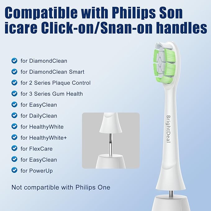 Replacement Heads for Philips Sonicare Diamondclean Sonic Toothbrush Heads Compatible with DiamondClean,FlexCare,C3 G3 W3 C1 C2 G2 White, 8 Pack