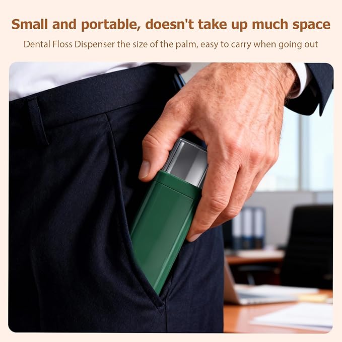 Portable Dental Floss Case,Automatic Dental Floss Pick Case,Refillable Floss Organizer with 100 Picks,Dentals Flosss Pick Cases for Cleaning Teeth and Oral Care (2PCS C)