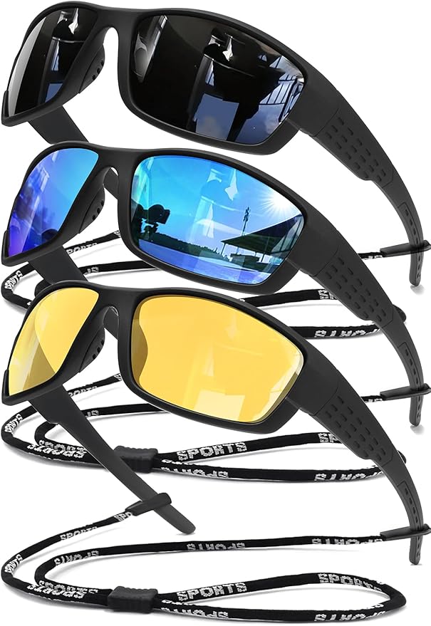 Polarized Sports Sunglasses Men UV400 Protection Lightweight Wrap Around Goggles for Cycling Fishing Driving Running-StrideForce Fitness