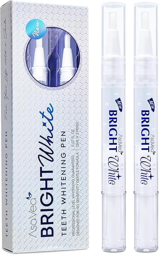 AsaVea Teeth Whitening Pen-2 pens, More Than 20 Uses, Effective, Painless, No Sensitivity, Travel Friendly, Easy to Use, Beautiful White Smile, Natural Mint Flavor