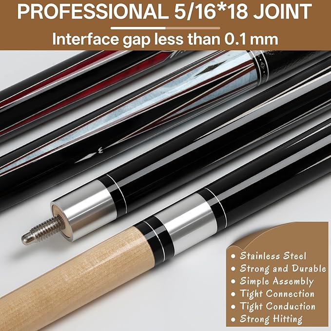 Kmise 4 Pieces Pool Cue Stick, 58??Pool Cues, 18 19 20 21 oz Canadian Maple, Pool Sticks for Adults, Billiard House Home Bar Pool Stick, Durable, Suitable for Professional Billiard Players-StrideForce Fitness