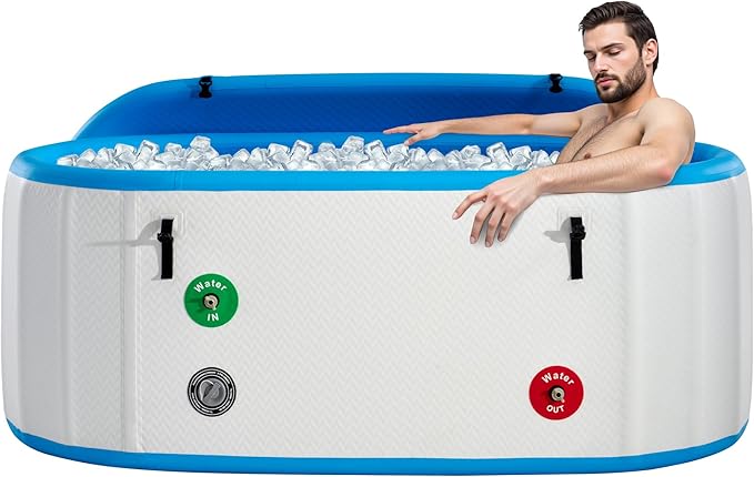 Albott Inflatable Cold Plunge Tub for Athletes, Ice Bath Tub with Insulated Lid Non-Slip Mat, Water Chiller Compatible, Portable for Indoor & Outdoor Recovery, 210 Gal, 71" L x 35" W x 30" H-StrideForce Fitness
