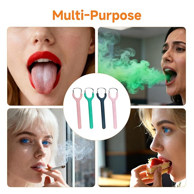 4 Pcs Tongue Scraper for Adults, 4 Colors Stainless Steel Metal Oral Cleaner, Reusable Tongue Hygiene Tool, Portable Tool for Travel and Home Use