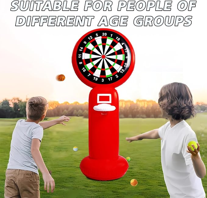 Inflatable Dart Board with Pump,5.6FT Inflatable Games Set with Basketball Hoop Feature,Dart Boards for Adults Kids,Fun Toss Games for Indoor,Outdoor,Backyard&Party Favor-StrideForce Fitness