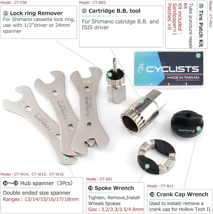 23 Piece Bike Tool Kit - Bicycle Repair Tool Box Compatible - Mountain/Road Bike Maintenance Tool Set with Storage Case-StrideForce Fitness