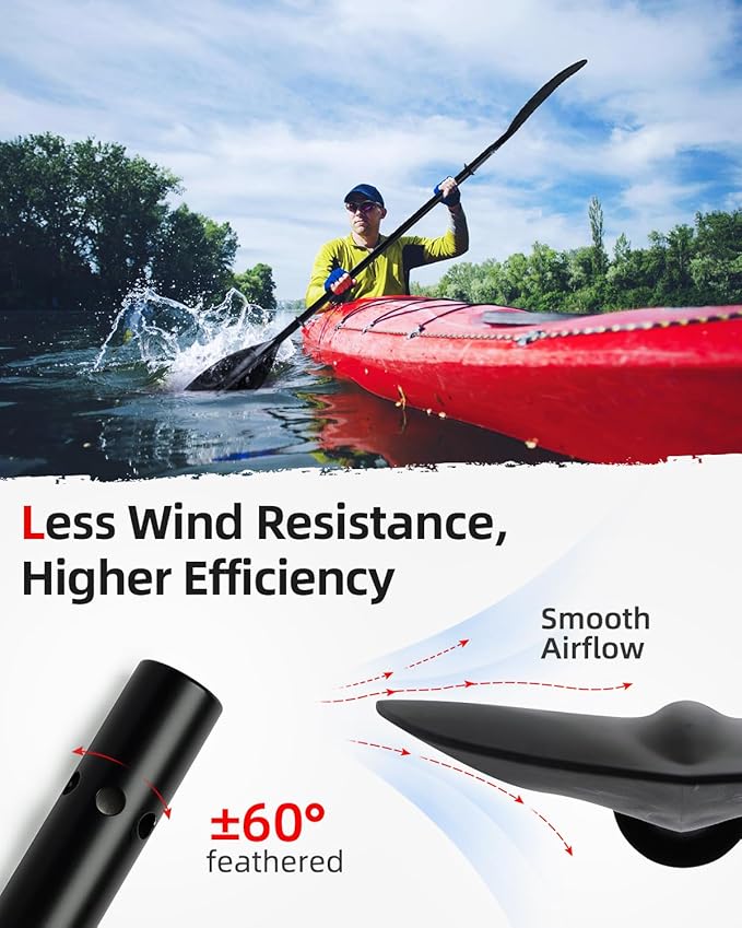 Abahub Adjustable Kayak Paddle 210-230 cm/ 230-250 cm Floating Kayaking Oars Boating Oars Canoeing Oars Black-StrideForce Fitness