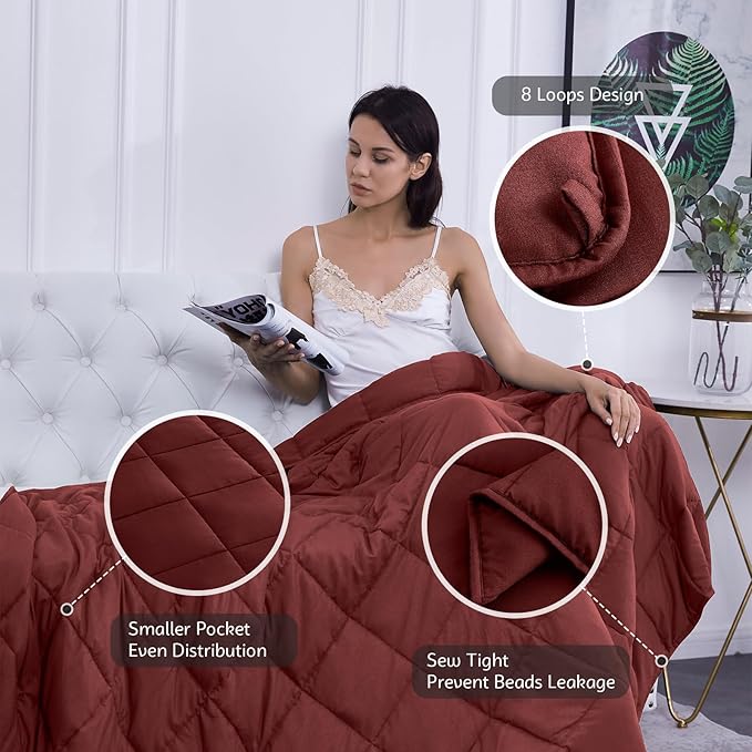L'AGRATY Weighted Blanket - 48"x72" 20lbs Cooling Breathable Heavy Blanket Microfiber Material with Glass Beads for Adult All-Season Summer Fall Winter Soft Thick Comfort-StrideForce Fitness