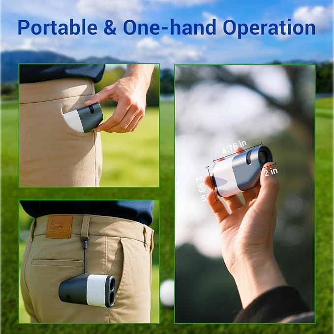 Deepfeel Golf Rangefinder with Slope, 1300Yards Laser Range Finder, 6X Magnification, 0.5s Flag Pole Locking Vibration, LCD Display, Vibration Angle Measurement, Golf Accessories for Men/Women(Gray)-StrideForce Fitness