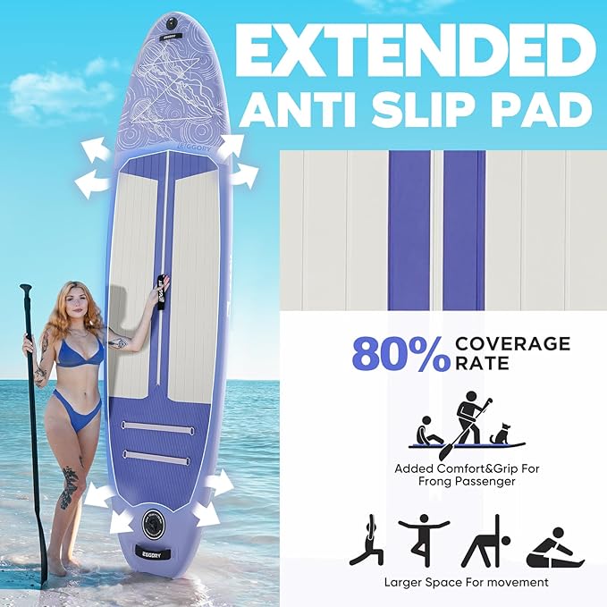 Inflatable Paddle Board,Stand Up Paddle Board Set, Extra Wide SUP Board with Removable Fin, Floating Paddle, Hand Pump, Waterproof Phone Pouch,Traveling Board-StrideForce Fitness