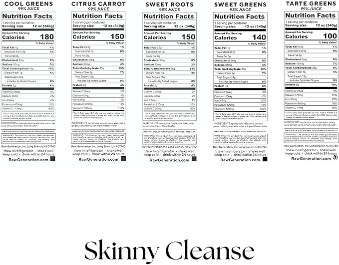 Raw Generation 10-Day Skinny Cleanse - Best Detox Juice Cleanse for Weight Management/Healthiest Way to Cleanse Your System/Jumpstart a Healthier Diet-StrideForce Fitness