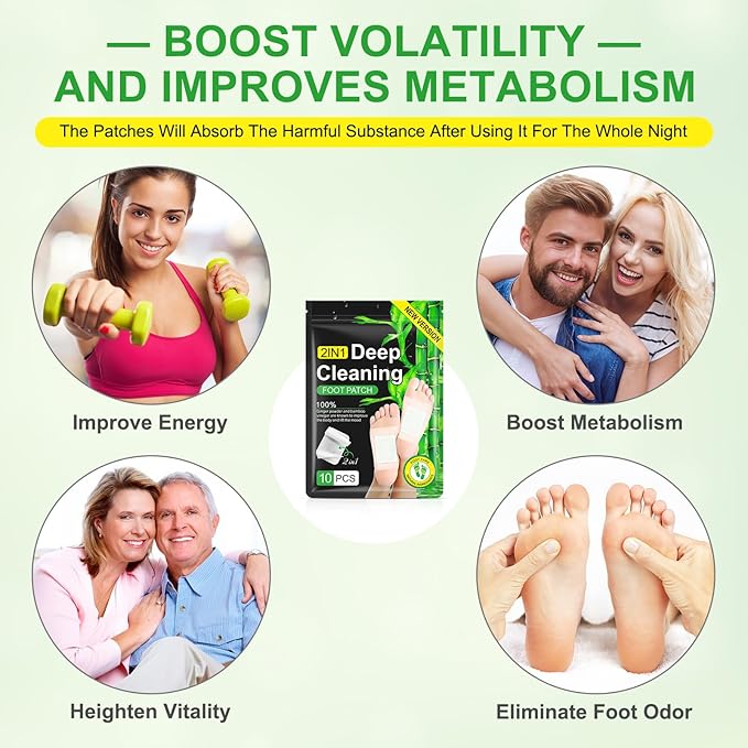 2in1 20PCS Foot Pads, Natural Bamboo Vinegar Ginger Powder Foot Pads-StrideForce Fitness