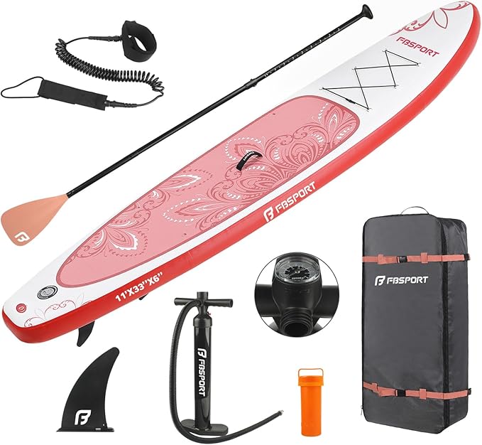 FBSPORT 11' Premium Stand Up Paddle Board, Yoga Board with Durable SUP Accessories & Carry Bag | Wide Stance, Surf Control, Non-Slip Deck, Leash, Paddle and Pump for Youth & Adult-StrideForce Fitness