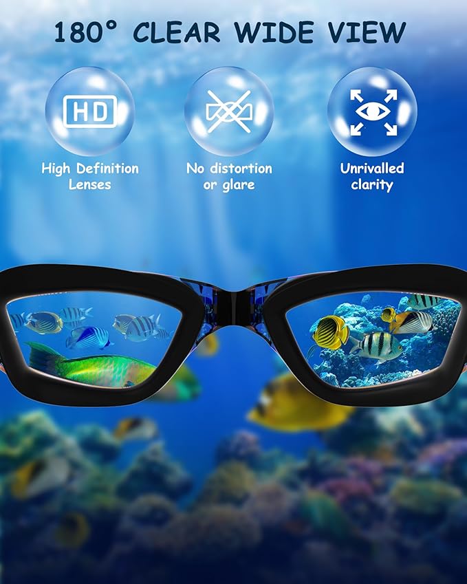 Kids Swim Goggles, Swimming Goggles for Kids Toddlers 3-14 with Swim Cap, Nose Clip, Nose Bridge, Ear Plugs-StrideForce Fitness