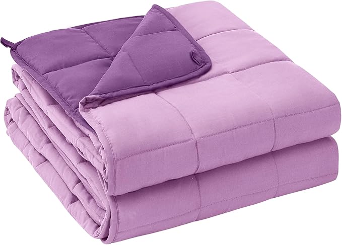 yescool Weighted Blanket for Adults (12 lbs, 60" x 80", Purple) Cooling Heavy Blanket for Sleeping Perfect for 110-130 lbs, Queen Size Breathable Blanket with Premium Glass Bead, Machine Washable-StrideForce Fitness
