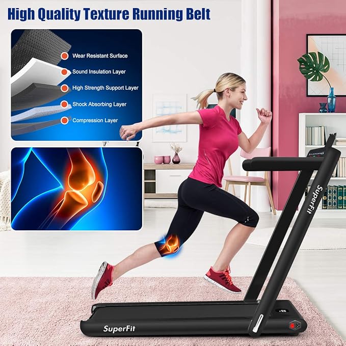 GYMAX Walking Pad, 2.25HP Dual Display Foldable Treadmill for Home with Remote/Smart App Control, Portable Compact Treadmill for Office Under Desk, Folding Running Machine for Small Spaces-StrideForce Fitness
